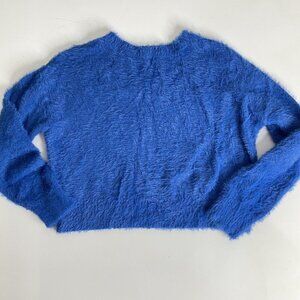 Gianni Bini Size XL Girls Fuzzy Soft Pullover Blue Oversized Crop Sweater